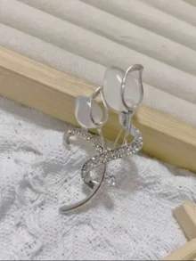 1PC Premium Anti-Cat's Eye Tulip Brooch Women's Luxury Ethos Corsage Delicate All-In-One Suit Bag Accessory Pin - The Perfect Gift Christmas