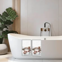 2/4 pièces Serviettes à vaisselle imprimées bonhomme de neige, cadeaux de Noël, décorations de Noël, serviettes microfibre super absorbantes et modernes pour la cuisine, la cuisson, la vaisselle, le nettoyage, les serviettes de toilette, la décoration de cuisine, cadeaux pour les voisins, les mamans, les anniversaires, les pendaisons de crémaillère pour les amis, les essentiels de cuisine, les nécessités quotidiennes