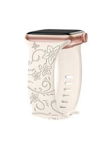 1 Piece Personalized Custom Flower-Engraved Sports Watch Band Compatible With Apple Watch Bands, 44mm, 40mm, 38mm, 41mm, 45mm, 49mm, 42mm, For Women, Colorful, Sandy Soft Silicone, Cute Flower Pattern Sports Watch Band, Suitable For Apple Watch Ultra 2, SE, 11, 10, 9, 8, 7, 6, 5, 4, 3, 2, 1, As A Back-To-School And Valentine's Day Gift For Students