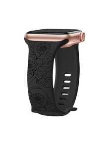 1 Piece Personalized Custom Flower-Engraved Sports Watch Band Compatible With Apple Watch Bands, 44mm, 40mm, 38mm, 41mm, 45mm, 49mm, 42mm, For Women, Colorful, Sandy Soft Silicone, Cute Flower Pattern Sports Watch Band, Suitable For Apple Watch Ultra 2, SE, 11, 10, 9, 8, 7, 6, 5, 4, 3, 2, 1, As A Back-To-School And Valentine's Day Gift For Students