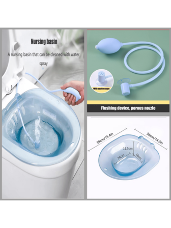 Hemorrhoid Sitz Bath, Postpartum Care, Perineal Relief, Non-Foldable Nursing Bathtub, Toilet Seat With Hooks, Bathtub With Bidet, Postpartum Essentials, Hemorrhoid Treatment, Fits Any Toilet Seat