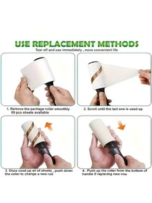 Roller Hair Remover - Perfect For Furniture, Clothes, Dog And Cat Hair Cleaning, 240/80 Tear Super Sticky Cotton Roller Filling - Pet Hair Remover - Including Handle And Replacement Paper, Carpet Cotton Roller, Portable Pet Hair Removal Tool, For Clothes, Sofas, Bedding, Living Room Furniture, Bedrooms, Car Carpets, Car Seats, Car Interior Details - Multicolor - View 11