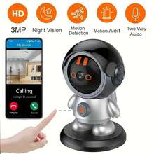 Cámara Interior, Cámara Robot WiFi 1080P para Segurid ad en el Hogar, Cámara para Mascotas, Monitor para Bebés con Aplicación, Cámara Giratoria Inteligente con Detección - Gris - Ver 3