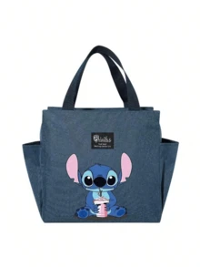 Adorable bolsa de almuerzo aislada con diseño de Stitch - Portador térmico de alimentos de doble bolsillo con grueso papel de aluminio, mantiene las comidas calientes para la escuela, de vuelta a la escuela, útiles escolares, oficina y actividades al aire libre | Colección