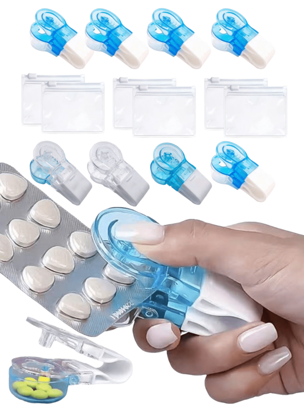 1Pc Portable Pill Taker, Remover With Medicine Box, Pill Popper For Blister Packs, Portable Pill Taker, Pill Opener, Household Gadgets, Tablets, Pills Assistance Tool New Design Pill Dispenser,Very Suitable For People Wearing Nail Art And Those With Arthritis