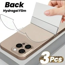3 piezas Película de hidrogel para cubierta trasera compatible con iPhone 16 Pro Max/15/14/13/12/11 Pro Max Plus, acabado brillante, ultra delgado, anti-arañazos, anti-huellas dactilares, recubrimiento hidrofóbico y oleofóbico (Atención: La película de este producto es muy delgada) - 3 piezas - Ver 26