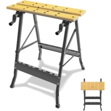 Banco de trabajo, Banco de trabajo móvil portátil, Mesa de trabajo Mesa de trabajo multiusos - Marrón - Ver 2