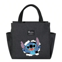 Adorable bolsa de almuerzo aislada con diseño de Stitch - Portador térmico de alimentos de doble bolsillo con grueso papel de aluminio, mantiene las comidas calientes para la escuela, de vuelta a la escuela, útiles escolares, oficina y actividades al aire libre | Colección