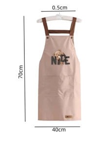 新款防水防油厨房围裙，高端外观，防刮帆布围裙，适用于餐厅，新款小熊图案围裙，防水围裙，适用于家庭厨房烹饪和清洁，餐饮制服腰带，防油防水围裙，可调节肩带