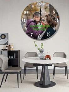 Custom Photo Wooden Clock, 10-12 Inch, Personalized Wooden Silent Wall Clock, Battery Powered (AA Batteries Not Included) Artistic Home Decor, Cozy Bedroom Atmosphere, Perfect Home Decor - Great Gift For Birthdays, Christmas, Halloween - Multicolor - View 7