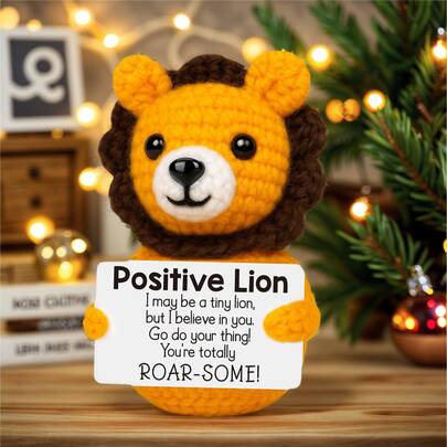 1pc Handmade Crochet Desktop Decor Ornament, Cute Lion Figurine, Best Friend, Sister, Mom, Grandma, Girlfriend, Boyfriend, Birthday, Christmas, Halloween Gift, Keychain, Plush Doll, Party Decoration