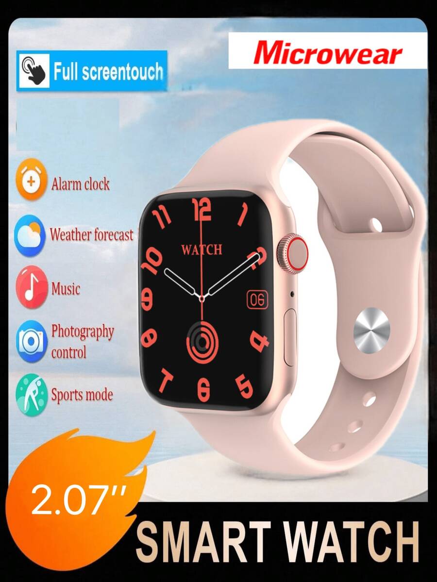 Microwear Smart Watch For Men Women Compatible With IPhone Android Phone 2.07 Inch Full Touch Screen IP68 Waterproof Bluetooh Fitness Tracker Heart Rate / Sleep Monitor