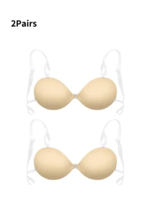 زوج/زوجان من صدريات لاصقة بتصميم رفع وتكثيف قابلة لإعادة الاستخدام بدون أشرطة وظهر مكشوف، مثالية للفساتين السهرة وفساتين الزفاف