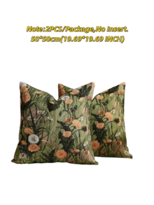 1/2 Pieces, Pastoral Floral Style Grass Green Decorative Square Pillowcase, Suitable For All Seasons, Available In A Variety Of Colors And Sizes, High-Density Multi-Color Jacquard Fabric Pillowcase, No Pillow Core, Zipper Closure, Suitable For Holiday Parties,Sofa Cushion Covers, Beds, Living Rooms, Offices, Cars And As Gifts