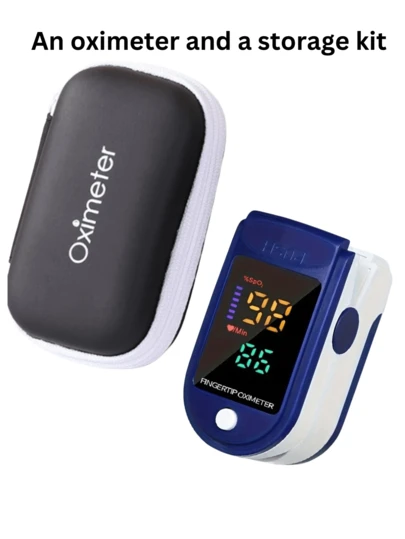 Bärbar fingertoppspulsoximeter och bärväska/enkel pulsoximeter/enkel pulsoximeterbärväska: Pulsmätare - Denna produkt inkluderar inte batterier! Använd AAA-batterier, var uppmärksam på de positiva och negativa polerna. Kompakt och bekväm, en idealisk present till jul, Halloween och Thanksgiving.