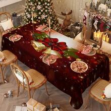 1/20 piezas Mantel de Navidad, Mantel con hermoso patrón de campanas y lazos, Mantel de invierno, Mantel rectangular, Adecuado para fiestas temáticas, Decoración del hogar, Apto para uso interior y exterior, Decoración navideña, Regalo de Año Nuevo, Alta calidad - Multicolor - Ver 7