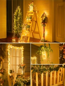 1串50/100瓦USB供电的闪光彩灯，带遥控器，8种灯光模式，可弯曲DIY造型，适用于卧室、派对、婚礼、花环装饰等。