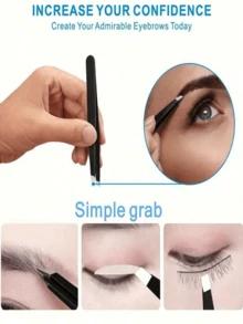 4Pcs Precision Tweezers Set For Eyebrows, Professional Stainless Steel Tweezers For Eyebrows - Great Precision For Facial Hair, Splinter And Ingrown Hair Removal Eyebrow Trimmers Hair Removal, Face Hair Removal, Hair Trimmer, Hair Trimmer, Barber Supplies, Haircut, Bag, Organizer, Storage, Hair Accessories - Black - View 9