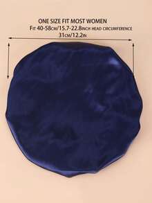 Solid Hair Bonnet Silk Bonnet Satin Bonnet - Navy Blue - View 5
