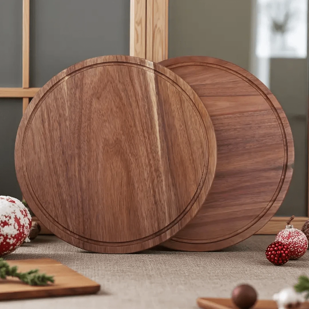 Compact Wooden Cutting Board - Natural Composite Wood, Food Safe, Multi-Purpose Kitchen Cutting Board, Food Tray, Suitable For Holidays And Daily Use, Homemade Food Prep Cutting Board - Brown - View 1