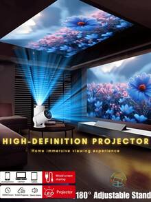 1 جهاز عرض محمول بدقة 1080 بكسل، يمكن ضبط العرض بحرية بزاوية 240 درجة، متوافق مع أجهزة متنوعة شائعة، مزود ب- 3.6 منافذ صوت وسماعة خارجية، لا حاجة للانتظار، يمكن تحقيق عرض فوري على الشاشة، مناسب للغاية لأنظمة المسرح المنزلي والمكاتب أو التجمعات!