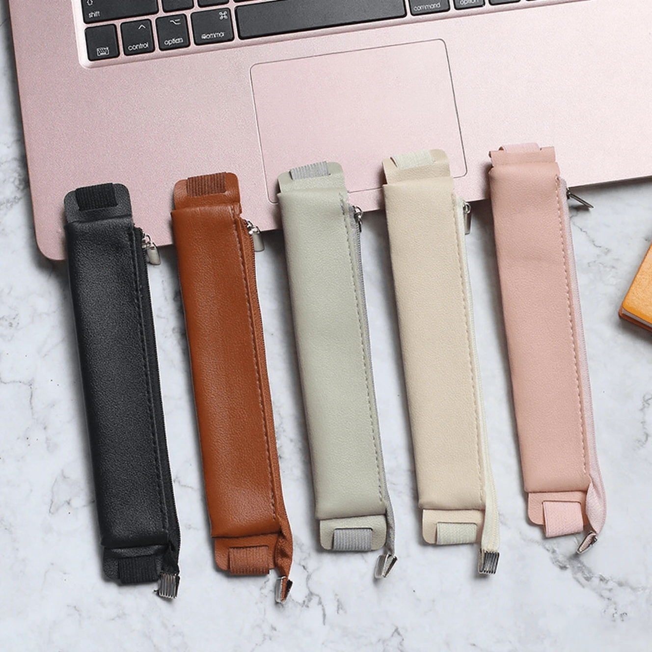 Solid Color Zipper Elastic Band Pencil Case Notebook Meeting Notepad Learning Office General Portable Storage Pouch - Multicolor - View 1