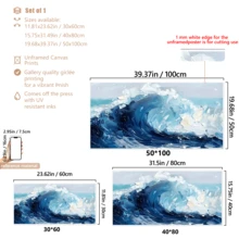 1 قطعة لوحة جداريّة فنّيّة تجريديّة ذات موجة زرقاء - لوحة جداريّة مطبوعة ذات موضوع المُحيط، تصميم موجة كبير حركي، بأسلوب الرسم بالألوان الزيتيّة لموجة البحر، طباعة صيفيّة، مثاليّة لاستخدام في ديكور غرفة المعيشة أو النوم أو الممر، ديكور غرفة المعيشة | فن جداري تجريدي | لوحة فنيّة منقوشة، ديكور فني جداري، مع إطار أو بدونه