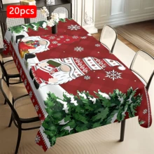 1/20 Stücke Weihnachtstischdecke, Weihnachts-Zwerg und Schneeflocken Design Tischdecke - maschinell hergestellt aus Polyester, rechteckige festliche Dekoration, geeignet für Familienfeiern, Küchen und Feiertags-Zusammenkünfte, pflegeleichter Stoff, Weihnachtstischdekoration, Heimdekoration - Verschiedenfarbig - Übersicht 12