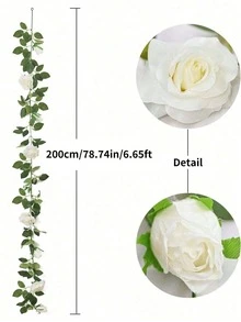 2/1 件，200 厘米/78.74 英寸，丝绸玫瑰藤蔓花环，人造花环，假玫瑰花环，适用于秋季装饰、母亲节、婚礼花桌、橱柜、桌面、房间装饰、家居装饰、楼梯装饰、情人节、圣诞节假植物 - 白色 - 查看 11