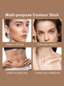 FV Waterproof Highlighter Stick - Warm Tone Dual-Ended Highlighter & Contour Stick, Nose Shaping, Multi-Purpose Makeup Stick, Brand Cosmetics, Facial Makeup, Designed For Women & Girls, Perfect For Y2K Dreamy Fashion In Autumn/Winter, Birthday & Christmas Party Gift, Excellent Color Payoff