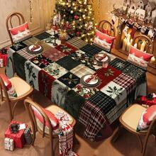 1/20pcs Christmas Tablecloth, Christmas Berries, Geometric Pattern Tablecloth - Easy To Clean Polyester Tabletop Covering - Indoor/Outdoor Holiday Party Decoration - Rectangular Dining Table Suitable For - Festive Dining Table Decoration - Christmas Gift Ideas, Easy To Clean Material, Home Decoration - Multicolor - View 4