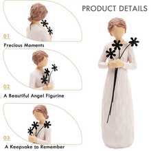 1 Piece Of Girl Sculpture Holding Wire Flower, High-Quality Resin Material, Delicate Texture Details, Art Installation For The Living Room Desktop, Blessing Gift For Friends And Sisters, Perfect Gift Choice For Christmas Birthday Party - 白色 - 查看 2