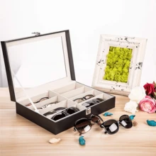 8 Slots Leather Multi Sunglasses Organizer For Women Men, Eyeglasses Eyewear Display Case, Jewelry Watch Organizer, Sunglasses Jewelry Collection Case, Sunglass Glasses Storage Holder Box - Đen và trắng - Xem 1