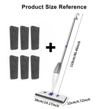 Spray Mop With 6-Mop Combo Set. Household Spray Mop, Floor Mop, Stainless Steel Handle Built To Last. Spray-Rotating Flat Mop, Wet/Dry Dual-Use Mop, Innovative Spray Mop, Disinfecting Mop, Multi-Purpose Mop, Flat Mop. Easy To Clean, Keeps Hands Mess-Free. Household Cleaning Tool. Ideal For Cleaning Living Rooms, Bathrooms, Kitchens, Student Dorms, Floors, Tiles, Marble, Glass, And More. Holiday Gift. Holidays, Gifts. - trắng - Xem 2