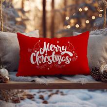 Capa de almofada com ilustração de Feliz Natal, simples, vermelha, de 1 peça, estampa unilateral, veludo macio, cor pêssego, fronha de 30 x 50 cm/40 x 60 cm para sofá de tecido moderno, decoração de interiores, decoração de festa, presente