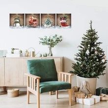 4pcs Christmas Wall Sticker Set, Winter Holiday Decor, Snowman Gift Box Mini Tree Christmas Boot Wall Stickers, Self-Adhesive Removable, Suitable For Living Room Bedroom Christmas Decoration, Applicable For Christmas, Halloween, Thanksgiving, Valentine's Day, Spring Festival, Easter, New Year, Independence Day And Other Holidays, Suitable For Party, Office