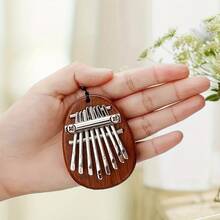 1pc Mini Kalimba Thumb Piano, 8-Key Wooden Thumb Piano Pendant With Hanging Rope, Instrument Gift For Friends, Valentine's Day, Adult Beginners - Multicolor - View 11