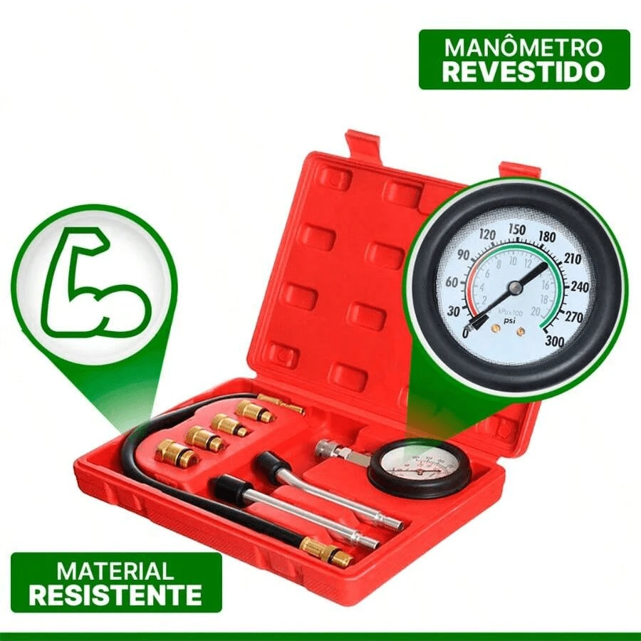 Medidor De Compressão De Motor P/ Teste De Cilindros A Gás - Vermelho - Visão 1