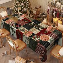 1/20pcs Christmas Tablecloth, Christmas Berries, Geometric Pattern Tablecloth - Easy To Clean Polyester Tabletop Covering - Indoor/Outdoor Holiday Party Decoration - Rectangular Dining Table Suitable For - Festive Dining Table Decoration - Christmas Gift Ideas, Easy To Clean Material, Home Decoration - Multicolor - View 7