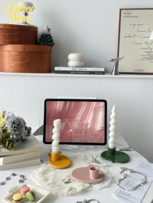 <Peel The Fun, Ignite The Glow>, 1pc Fruit-Shaped Ceramic Candlestick Ornaments, Cream-Style Home Decorations, Soft-Decor Colored Candlesticks