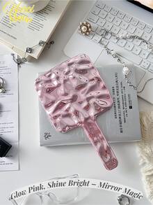 <闪耀粉色，闪耀光芒 – 魔镜>，Milania 1 件高品质电镀手镜，大尺寸 - 粉色 - 查看 7