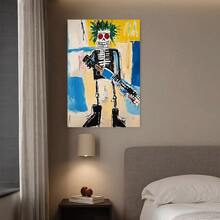 Framed Canvas Poster Print Wall Art 1pc Jean-Michel Basquiat-Inspired Abstract Expressionist Canvas Painting - Modern Neo-Expressionism Wall Art With Bold Black, Green, Red, Blue, Yellow - Ready-To-Hang Wood Frame Decor  - Perfect For Living Room, Office, Cafe - Holiday Gift For Christmas, Easter, New Year , Art Prints Wall Decor, Home Decoration, Contemporary Artwork, Highquality Print,  Artwork, Interior Designers, 2D Flat, Perfect For Room Decor - Framed(Framed(框架)) - 查看 4