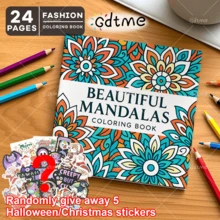 GDTME Sách tô màu Mandala 24 trang, phù hợp cho người lớn, thanh thiếu niên và học sinh, sách tự vẽ dành cho học sinh - Giấy dày hơn, kích thước 7.9x7.9 inch, bìa được thiết kế độc đáo | Món quà thư giãn lý tưởng cho Lễ Phục Sinh, Giáng Sinh, Ngày Valentine và Sinh Nhật, văn phòng phẩm tựu trường, đồ dùng văn phòng và đồ dùng học tập (Bao gồm 5 hình dán ngẫu nhiên) - Nhiều màu - Xem 3