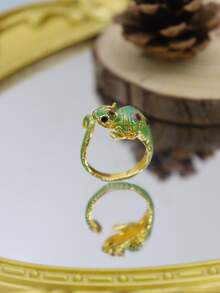 1pc Colorful 3D Lizard/Gecko Adjustable Open Ring, Cute Animal Punk Style, Suitable For Daily Wear, Parties, Christmas Gift - Colorful Lizard - View 5