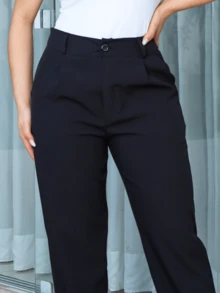 MF Textured Trousers With Knife Cut - Black - View 1