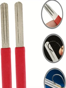 1pc Diamond Double-Sided 3-Slot Sharpener For Fishing Hooks, Comes With Random Color Rope, Hook Sharpener Suitable For Hunting And Fishing, Stone, Anchor Hook, Tip File