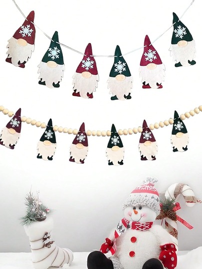 6,6 pi Bannière en feutre de Noël, décoration de Noël suspendue de lutin, guirlande de lutin d'hiver en feutre, pour décoration d'anniversaire, intérieur, extérieur, manteau de cheminée, mur, décoration de maison, décorations de Noël pour la maison