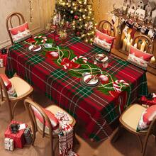 1/20pcs Christmas Tablecloth With Christmas Balls, Candy Canes Pattern Festive Table Cover For Catering, Parties And Home Decoration - Durable Material Tablecloth, Machine Made, Perfect For Christmas Gifts And New Year Celebrations, Christmas Table Decorations, Christmas Decorations - Multicolor - View 15