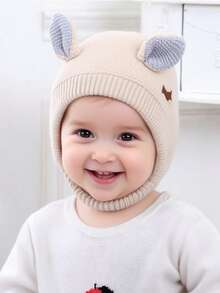 4 Color Options, Children's Autumn/Winter Ear Ion Hat, Embroidered Puppy Design, Warm & Cute Outdoor Soft Hat, 0-3Y - 1PC - View 9