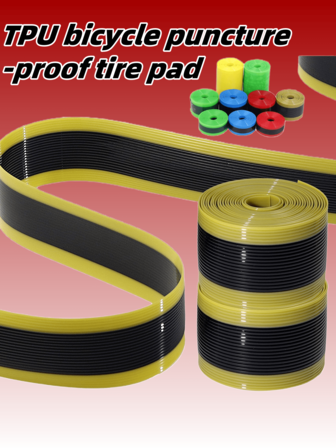 1 pièce Doublure de pneu de vélo anti-crevaison durable - disponible en plusieurs couleurs, convient aux vélos de montagne et de route, design rouge et noir, 26/29 pouces 700C Tapis de pneu anti-crevaison et antidérapant en TPU, cadeau parfait pour les cyclistes, convient pour Pâques, la Saint-Valentin, la Fête de l'Indépendance, équipement de vélo de route | Doublure de pneu flexible